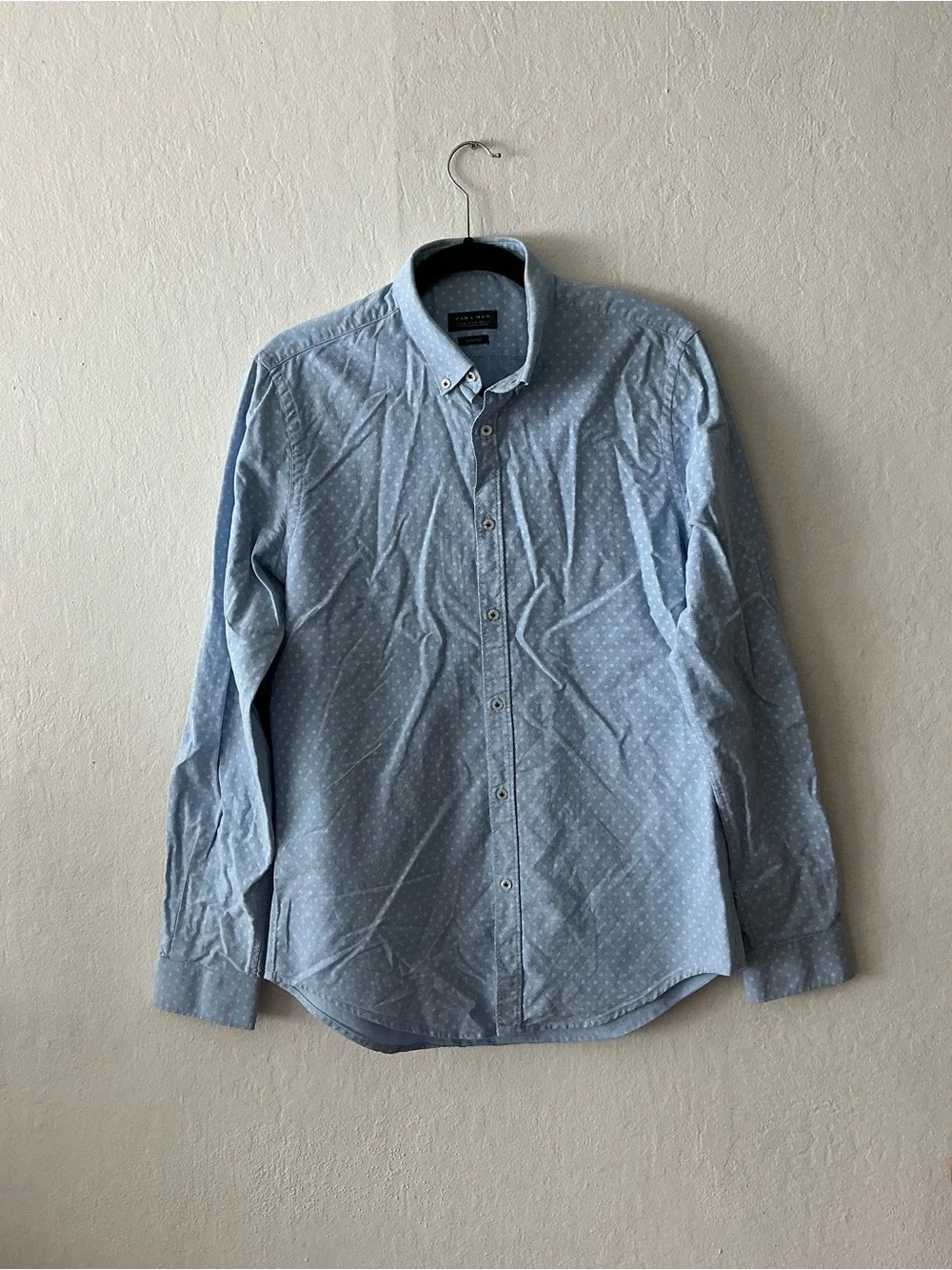 Zara Man Patch Elbow Button Down Shirt